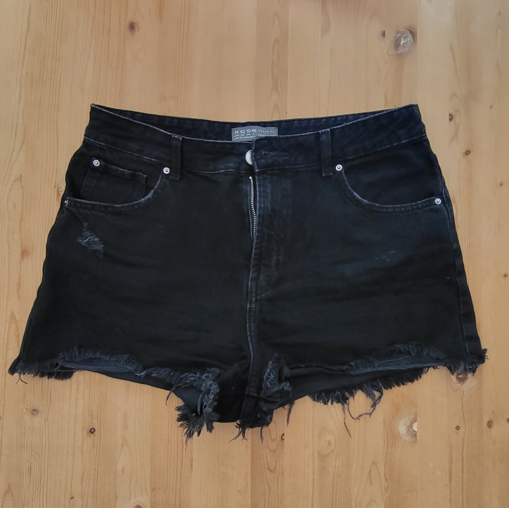 Black denim shorts